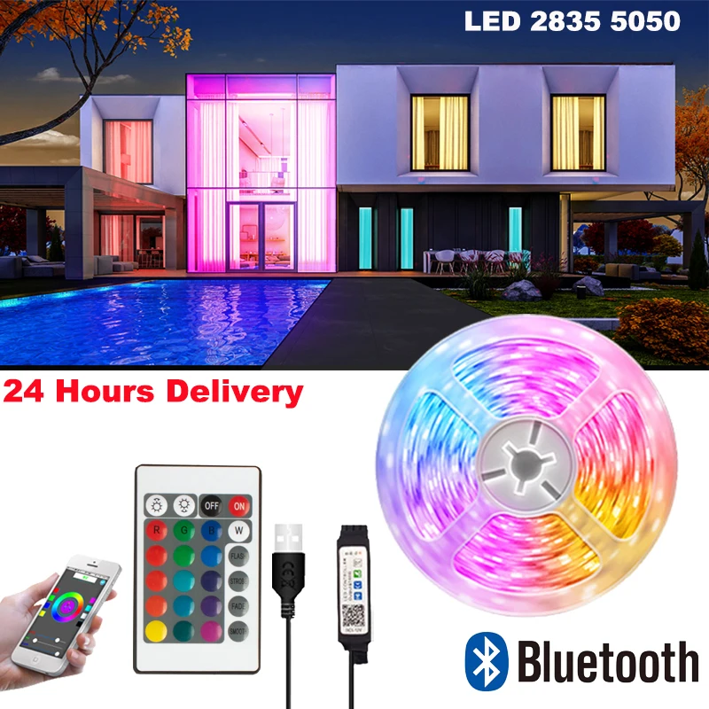 

LED Strip Light for Room Color RGB 2835&5050 LED Light Bluetooth LED Strip DC5V USB TV Backlight Decoration 1m 2m 3m 4m 5m