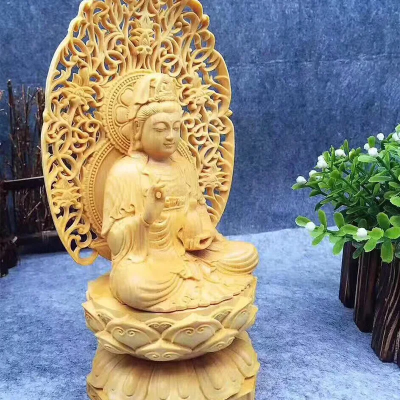 

Wood Insert Screen Water Lilies Holy-Water Vase Guanyin [Size]:21 X11X9Cm Wood Carving Ornaments Engraving Factory Wholesale