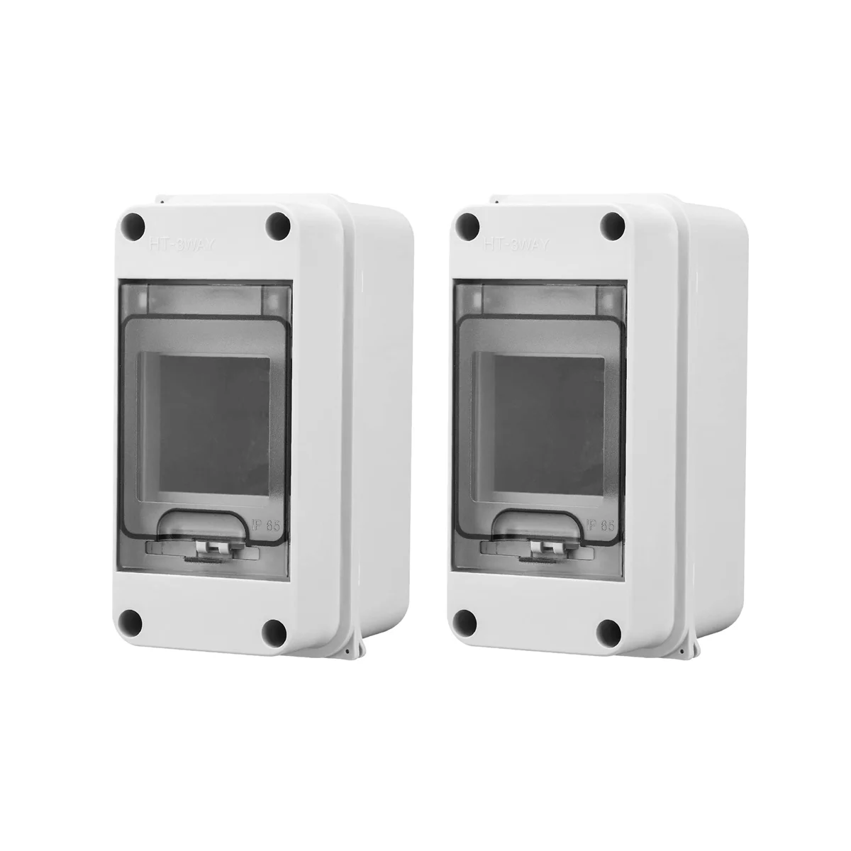 3 Way Distribution Protection Box, Waterproof Transparent Cover 3 DIN Rail Outdoor Distribution Junction Box 2Pcs