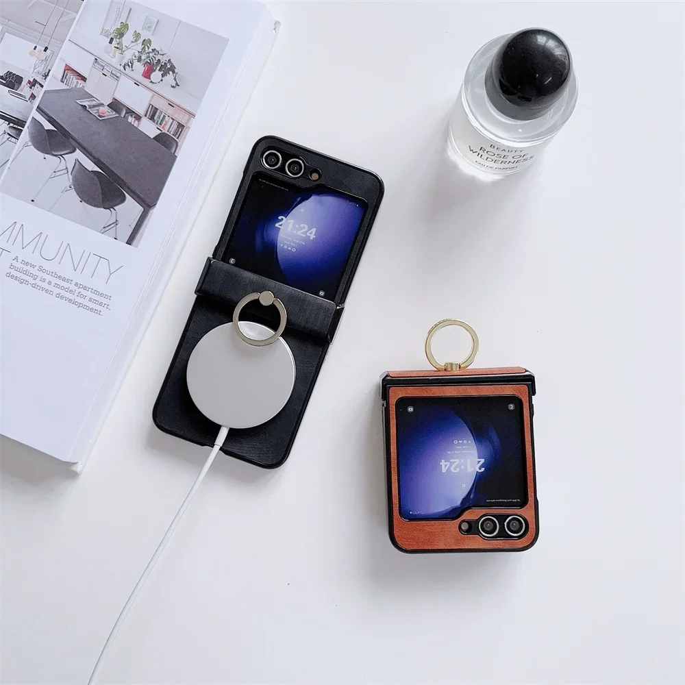 Ultra Thin Magnetic Ring Case with Finger Ring Clip for Samsung Galaxy Z Flip Series