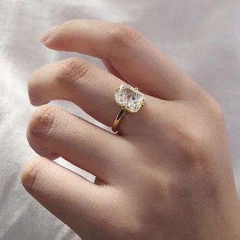 Super Flashing 4CT Radian Cut Moissanite Ring Solid S925 Silver Plated 18K Gold Women's Jewelry Gift 6