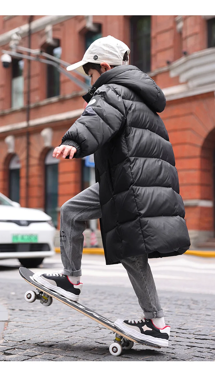 OLEKID Winter-Daunenjacke für Jungen, 80 % weiße Entendaunen, dick, warm, lang, für Teenager, Jungen, Mantel, 6–14 Jahre, Kinder, Jungen-Parkas, Oberbekleidung – Detail 8