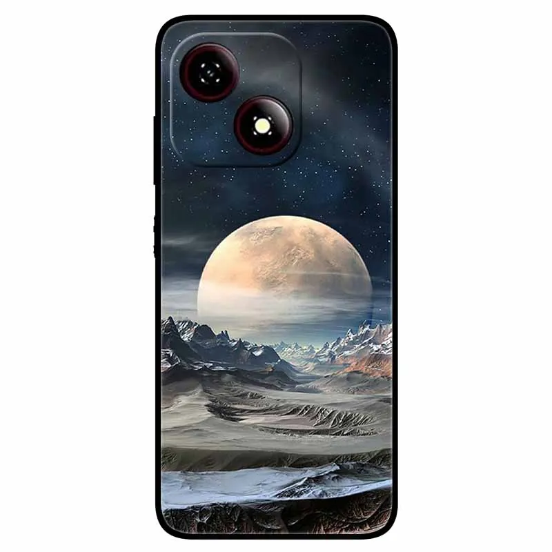 Black TPU Silicone Phone Case with Lovely Soft Painted Design