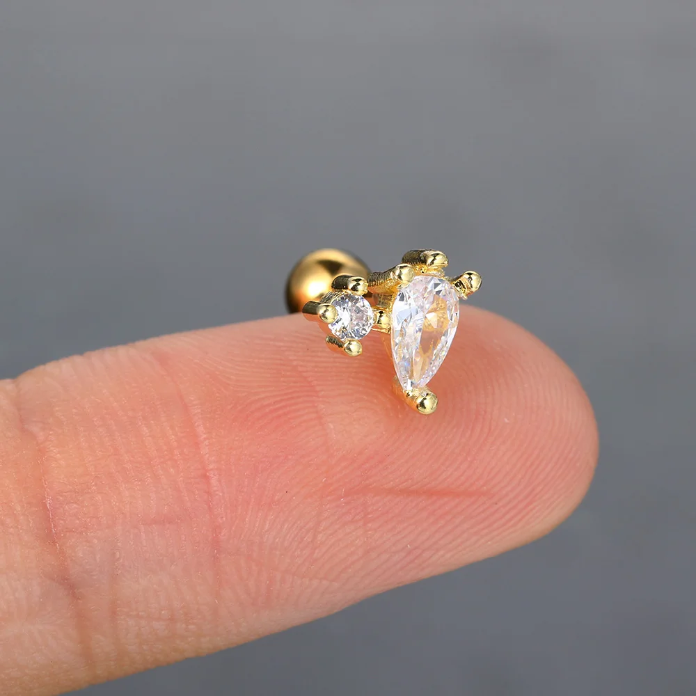 1pc Ohr Piercing y2k Daith Tragus Knorpel Ohr stecker für Frauen zarte Geometrie Zirkonia Helix Lappen Zubehör Schmuck – Detail 10