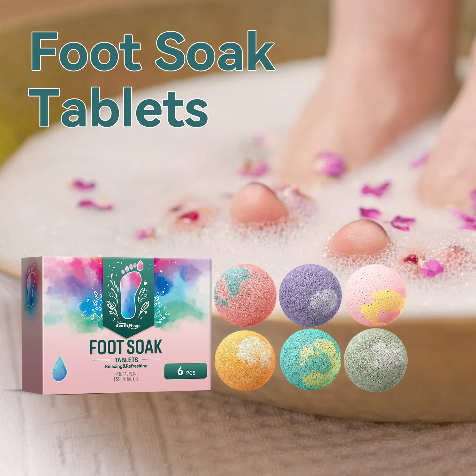 

South Moon Aromatherapy Foot Bath Balls Prevent Dry Cracks and Peeling, Clean and Moisturize Feet Repair Heel Foot Bath Balls