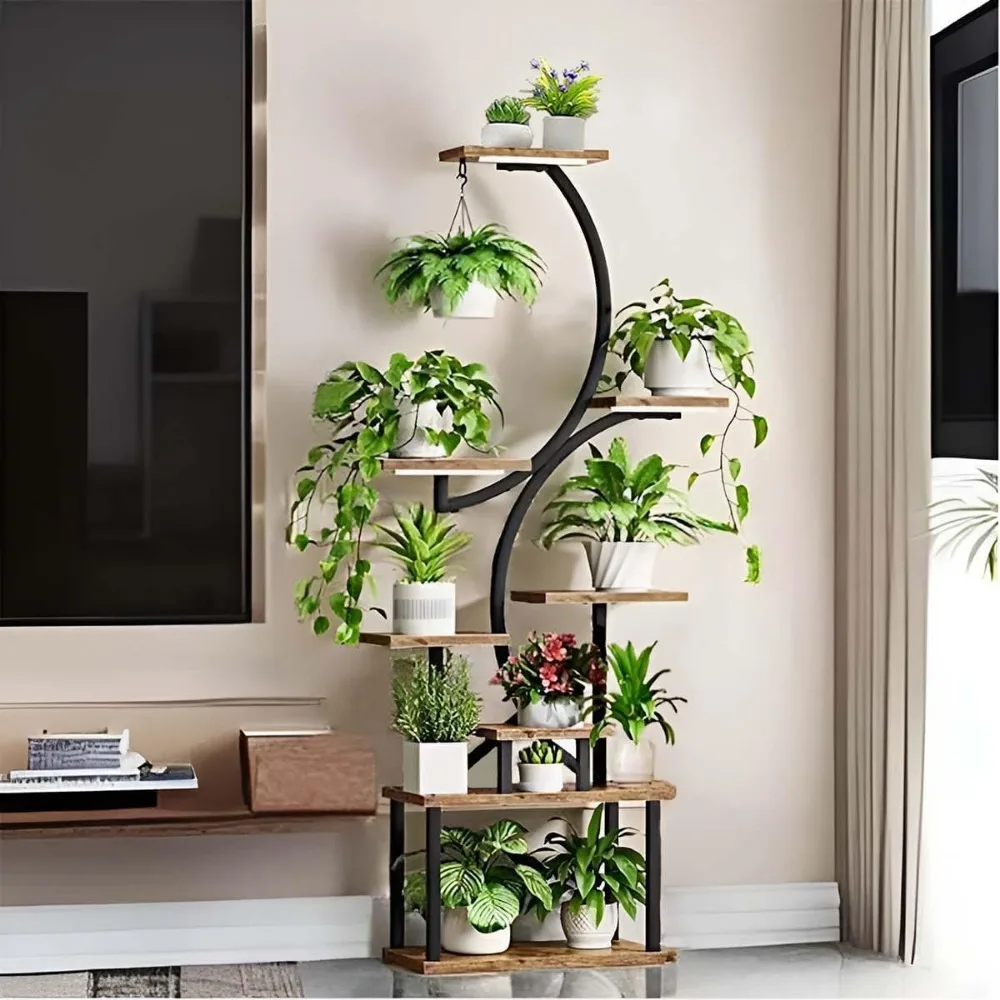 Grow Lights, 59 in 8 Tiered Tall Plant Shelf, S-shaped Metal, Plant Shelves 4