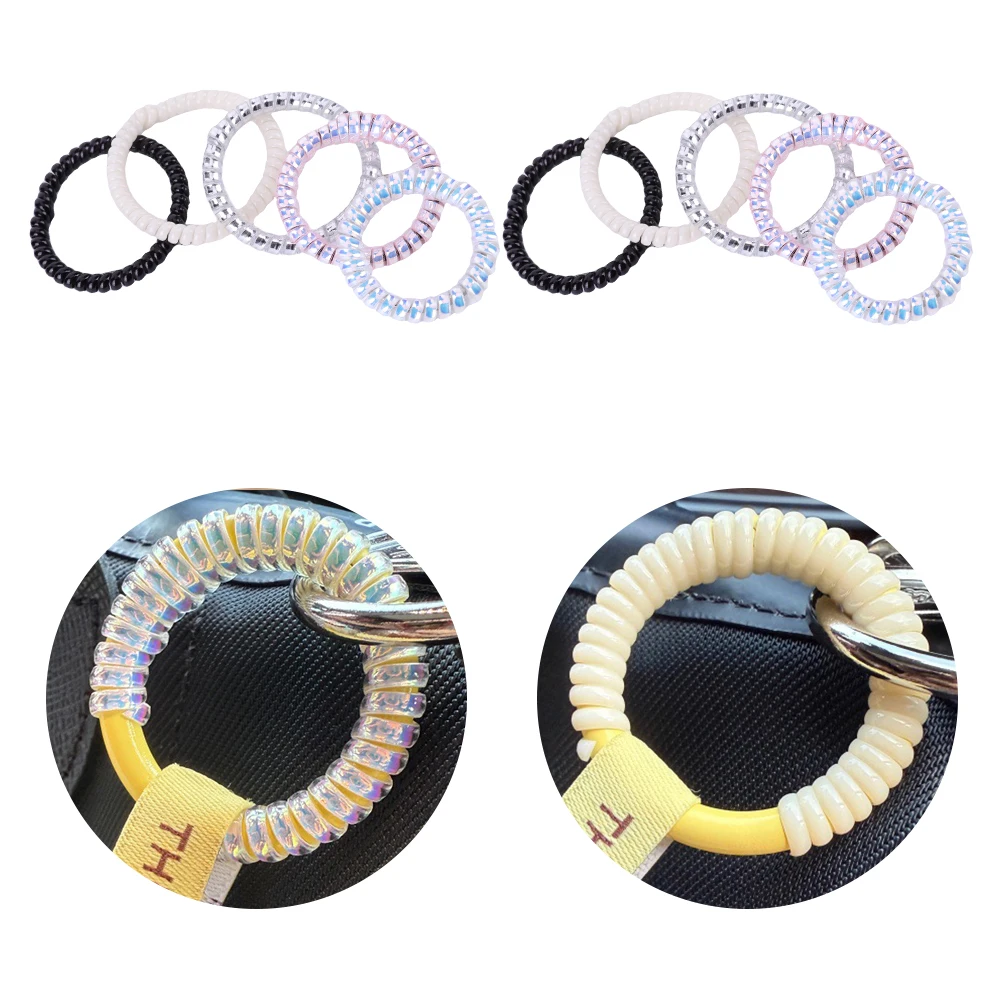 5Pcs Idol Doll Anti Drop Buckle Coil Multi-Colored Plastic Keychain Winding Rope Protection Ring Doll Accessories