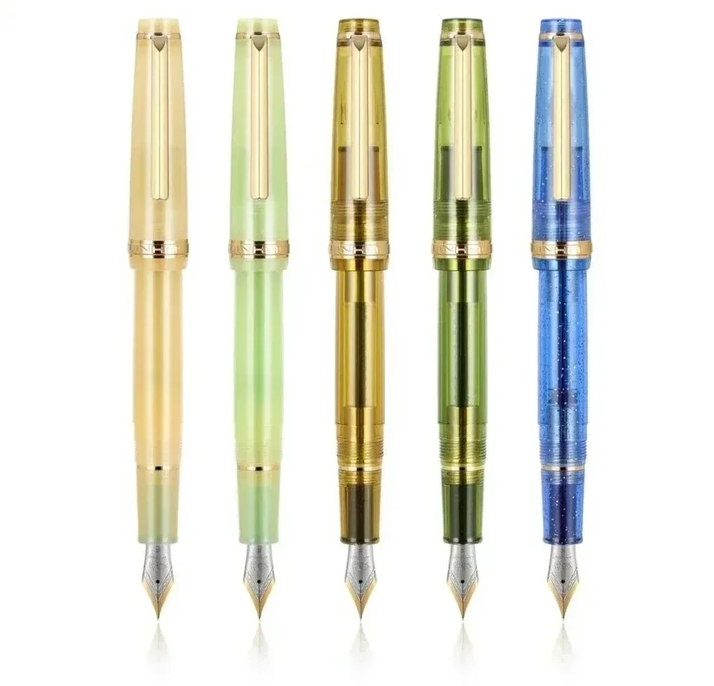 Elegant Gold Trim Acrylic Fountain Pen with Fine Nib for Writing and Calligraphy
