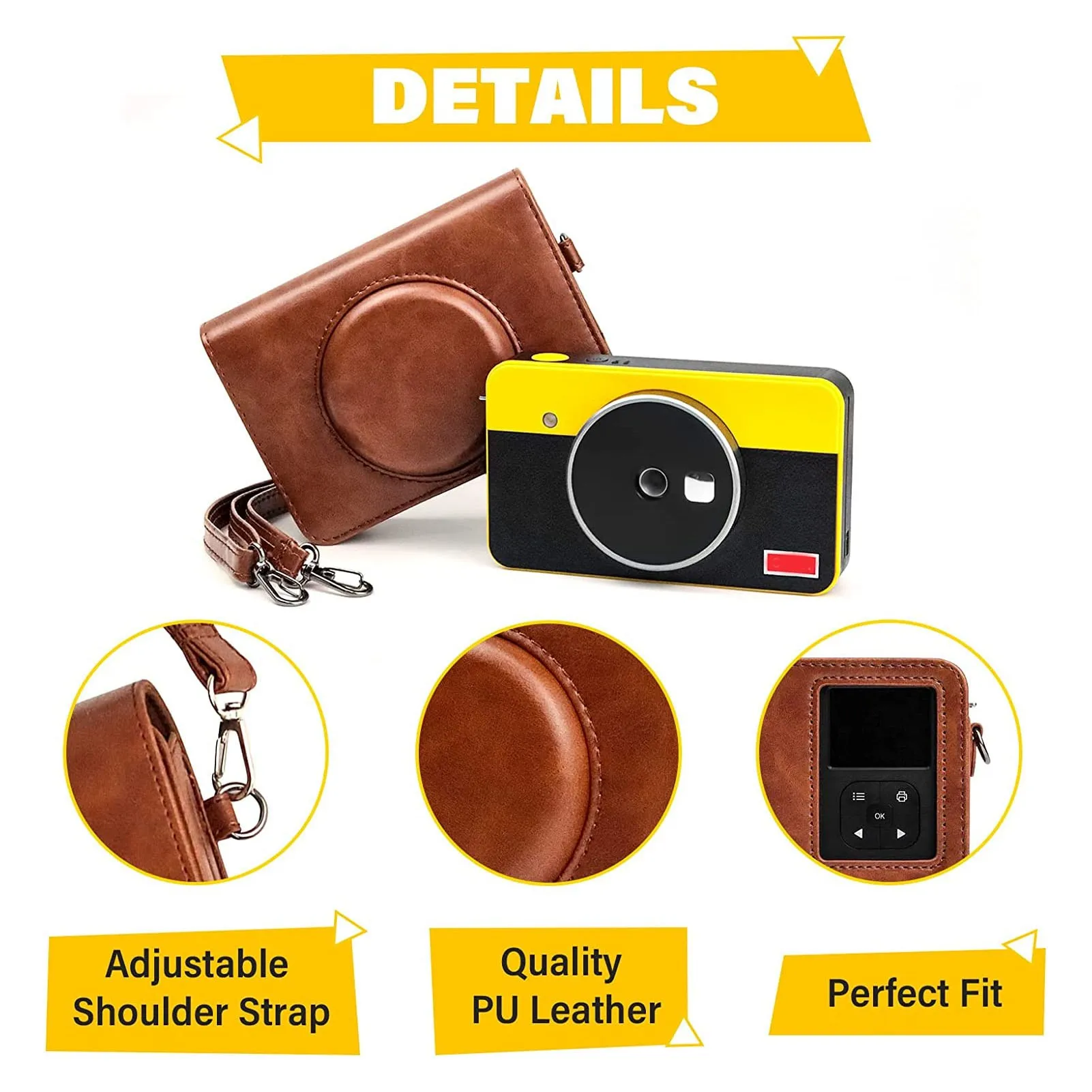 Retro Camera Case PU Leather Camera Case with Adjustable Shoulder Strap