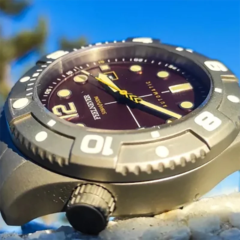Feelnever New Big Dail Vintage Bezel 50Bar Waterproof Super Luminou Sapphire Glass Automatic Dive Men Watch Reloj Hombre