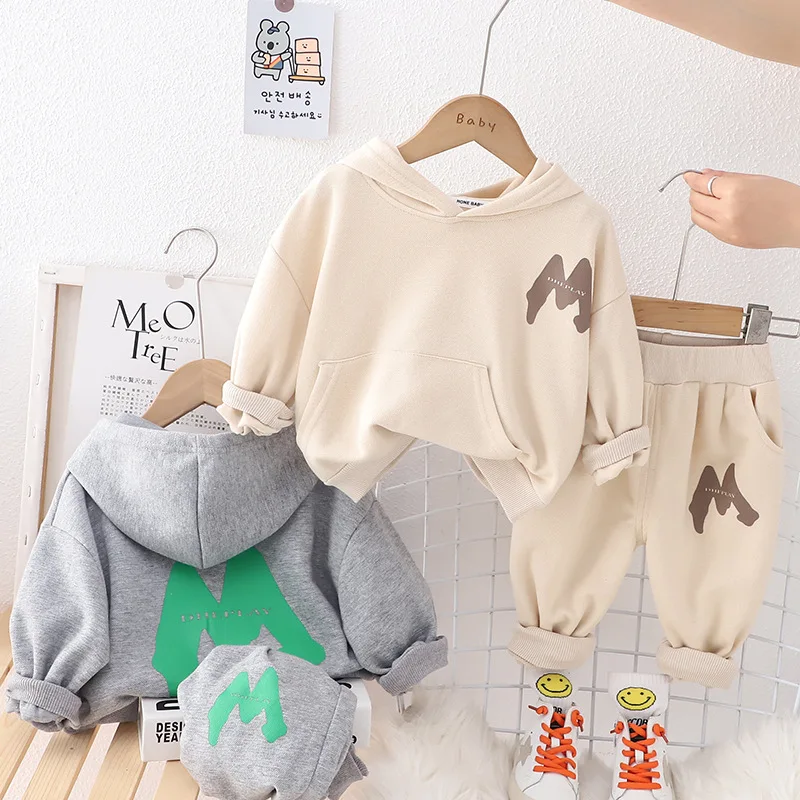 

2023 Spring and Autumn Sports Children's Boy Clothing Long Sleeve Letter Hoodie Pants Set Kids Clothes Boys Aged 1-6 Years Old