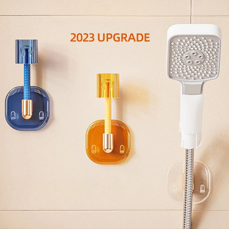 

360°transparent Universal Shower Head Holder Adjustable Self-Adhesive Showerhead Bracket Bathroom Bracket with 2 Hook Fixed Base