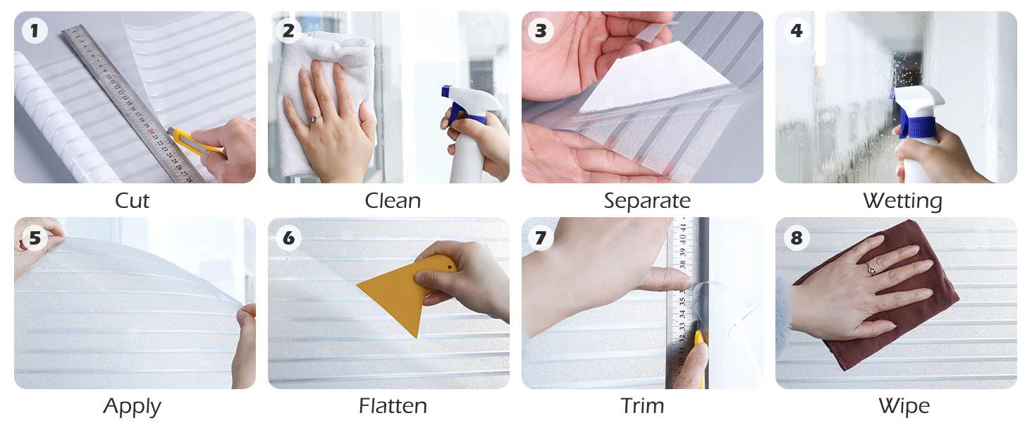 Description Picture 3 of itemFrosted Window Film Static Cling Decorative Glass Film Anti UV Window Privacy Film Non Adhesive Window Cling Door Cover for Home