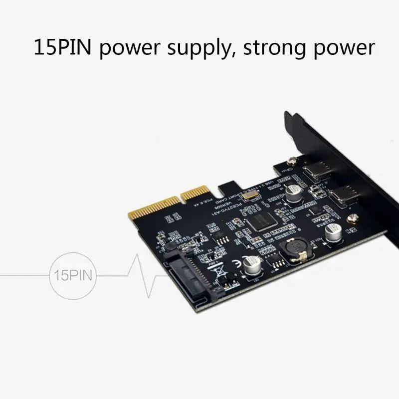 R53C USB3.1 auf Typ-C 2Port-Erweiterungskarte PCI-E4X auf USB3.1 Gen2 10 Gbit/s USBC-Adapter – Detail 1