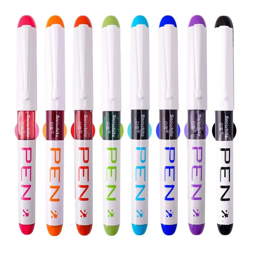 

Quick-Drying Fountain Pen Multi-Color Large Capacity Straight Liquid Pen 8 Colors 0.38mm Writing Ink Pens Office Accessories