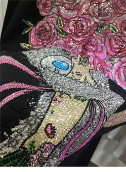 Plus Size Tops For Women Flower Graphic Tees Short Sleeve Rhinestone T Shirts Casual Summer Oversized 3