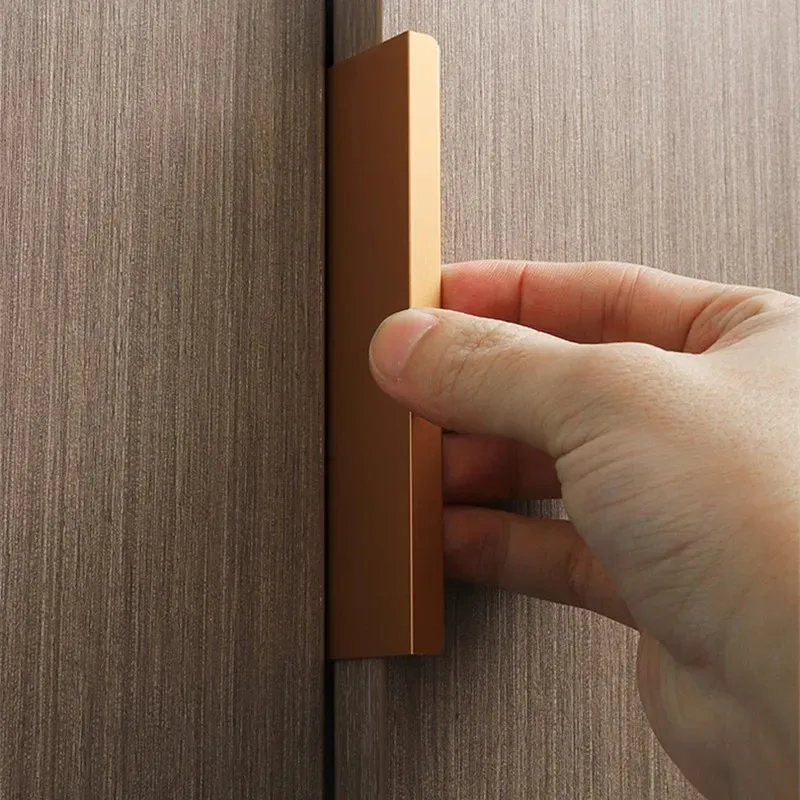Hidden Furniture Handles Matte Black Gold Silver Kitchen Cabinet Pull Wardrobe Pull Not Punched Handles Cabinets Drawers furniture handles