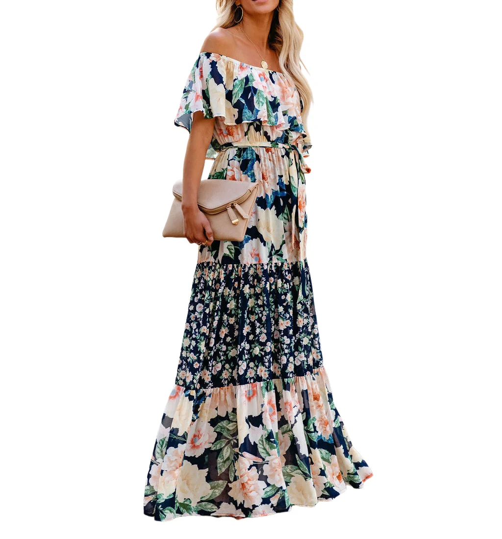 Abito messicano da donna con spalle scoperte Abito lungo con stampa  floreale Abiti estivi senza maniche per le vacanze al mare in festa di  Halloween - AliExpress, image size:1024x1100