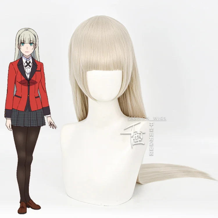 

Anime Kakegurui Cosplay Ririka Momobami Wig Long Wigs Heat Resistant Synthetic Hair+ Wig Cap For Girls