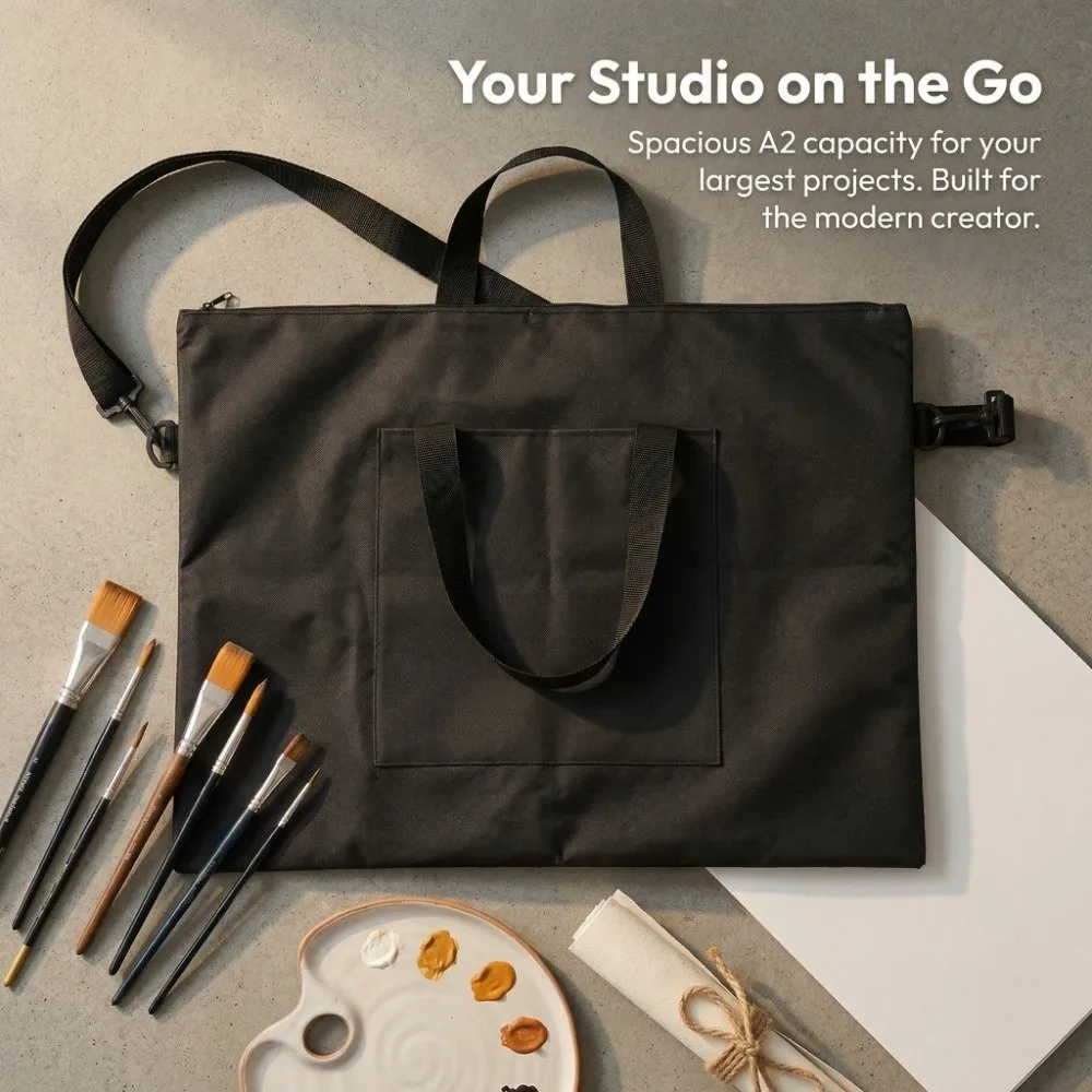 A2 옥스포드 캔버스 아트 포트폴리오 가방 방수 21.3 x 26.4인치 아트 캐리 토트백 지퍼 잠금 아트 보관 케이스 아티스트용