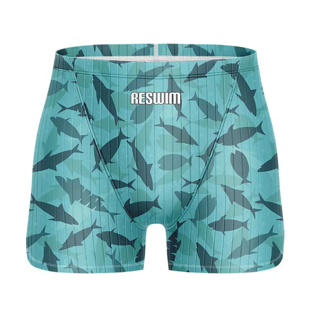 New Men's Funny Swim Jammer Swimsuit Athletic Training Short Bathing Suit Swimming Beach Tights Shorts Summer Surf Diving Trunks