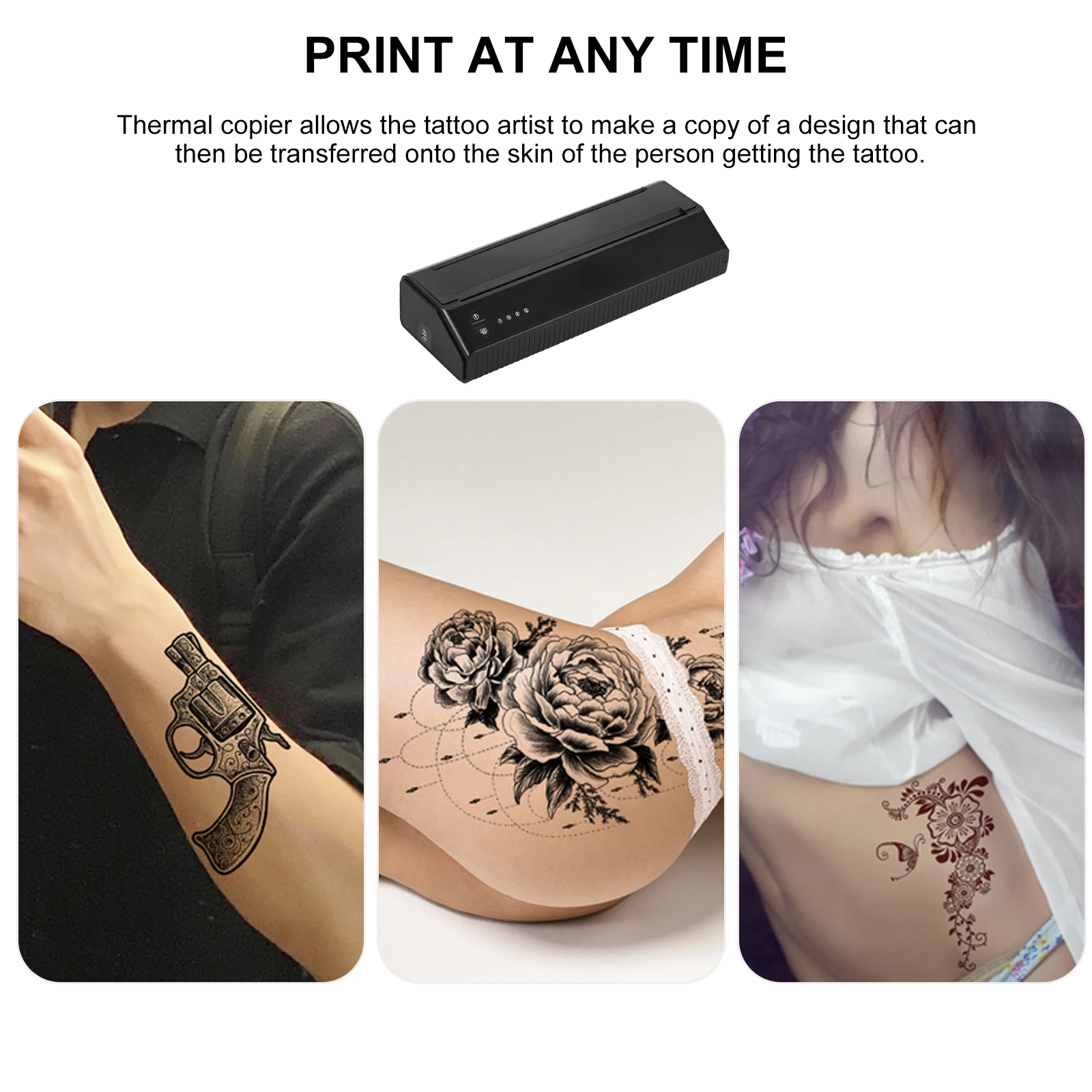 Tattoo Thermal Printer Wirelessly Bluetooth BT Photo Tester Paper Printer Portable 203DPI Tattoo Transfer