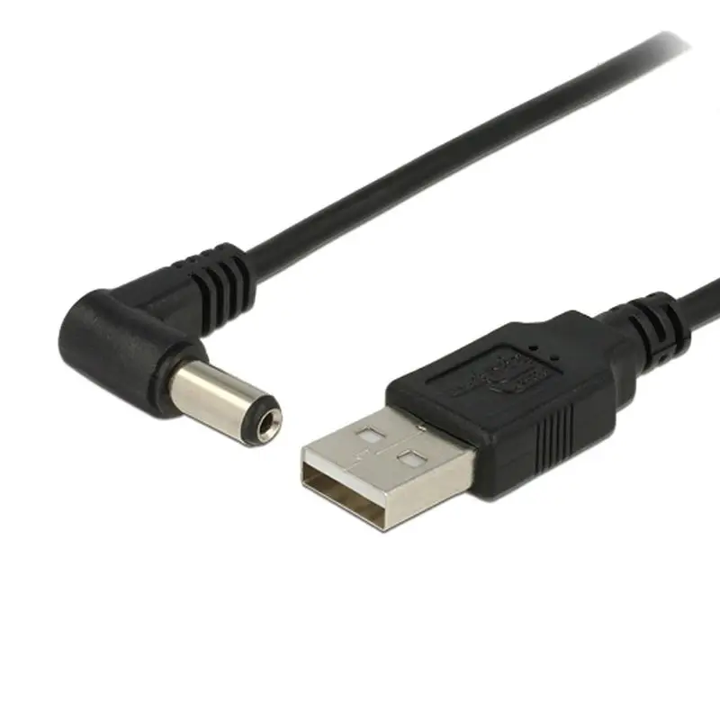 검은색 팔꿈치 PC USB 남성 - 5V DC 5.5*2.1mm 3.5*1.35mm 커넥터..