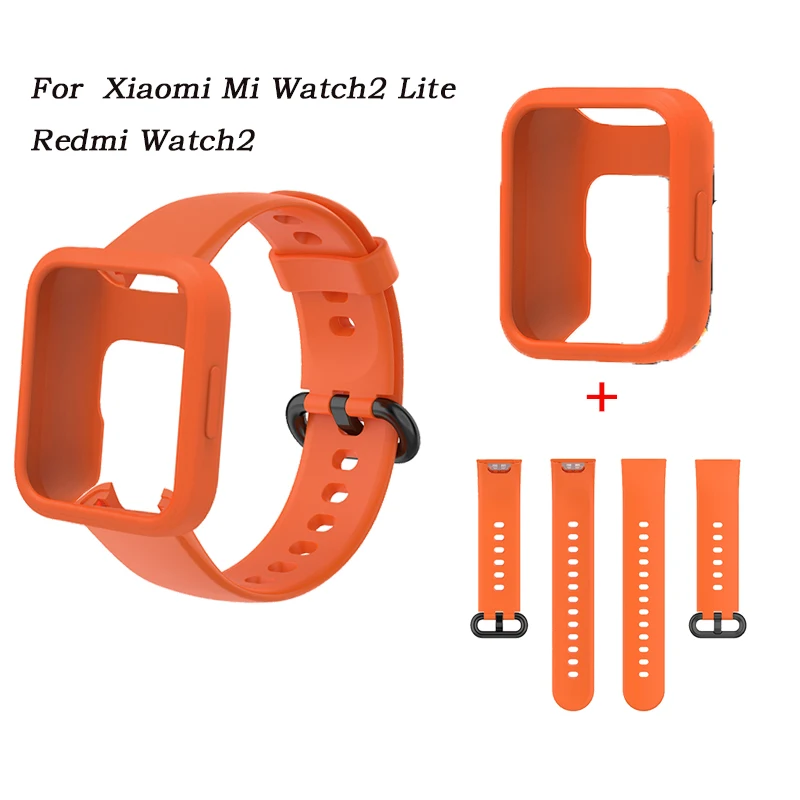 

For Redmi Watch 2 Mi Watch 2 Lite Wrist Straps+Protective Case Wristband Silicone Bracelet Smartwatch Accessories Watch Strap