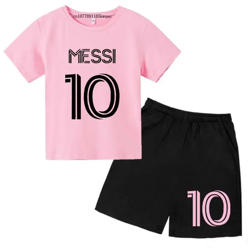 thumbnail image 1 of Conjuntos de 2 camisetas y pantalones con estampado de Super Soccer Star No. 10 para niños de 3 a 14 años, ropa de calle para niños y niñas, 1 of 4