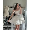 Customized Mini robes de soirée Off the Shoulder Elegant Sleeveless Evening Dresses Lace-up Back Short Wedding Dresses AE504 1