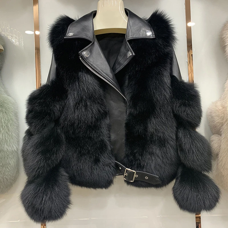 

Luxury Faux Pu Leather Jacket Women's Motorcycle Coat Autumn Winter Thick Warm Artificial Fur Coat Fashion Slim Fluffy Jacket