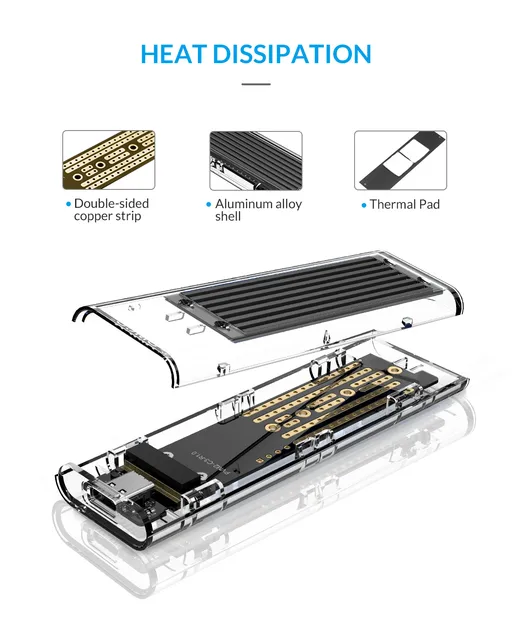 ORICO M2 SSD 케이스 NVME SATA SSD 인클로저 도구