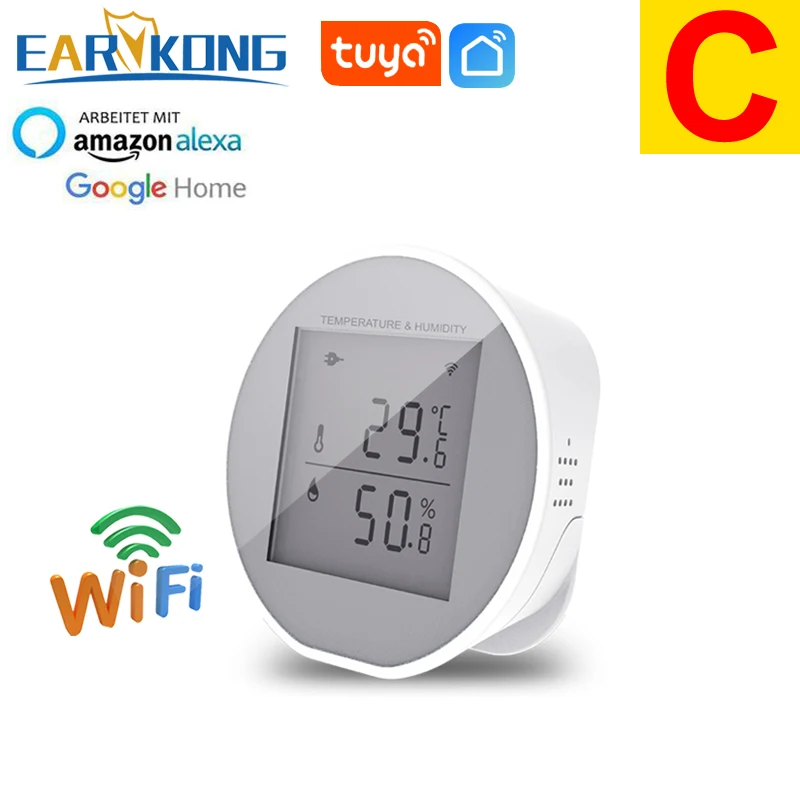 Igrometro Termometro Digitale Wireless Di Carbonio 3 In 1 Tuya - WiFi, Temperatura, Umidità, Allarme Rilevatore Monossido