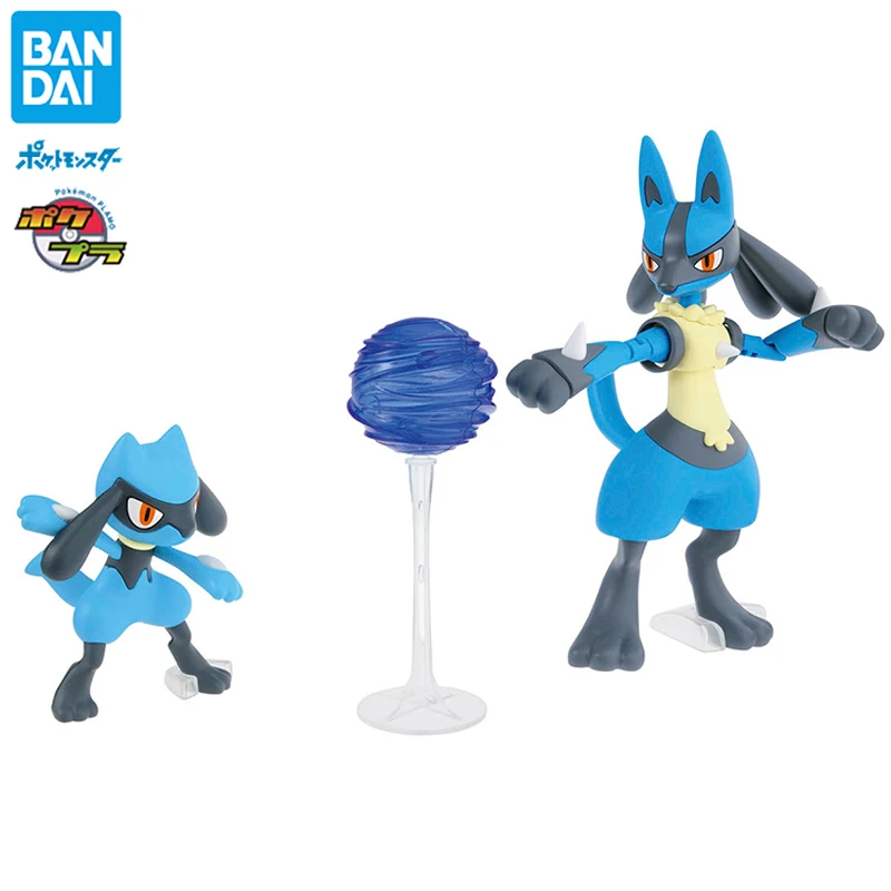 

Bandai Original Assembled Model Pokemon Collection NO.44 Lucario&Riolu Suits Action Figure Toys Collectible Model Gifts for Kids