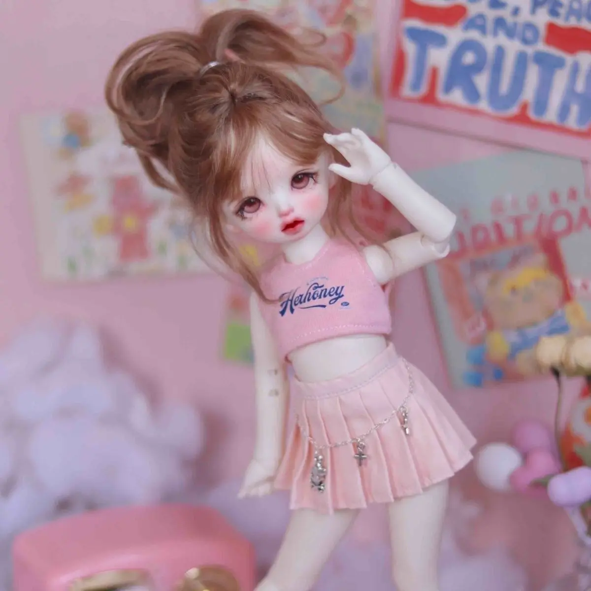 BJD 인형 조끼 플리츠 스커트, 1/3 1/4 1/6 인형 액세서리, 어린이 장난감 전용 옷, 귀여운 옷, 60cm