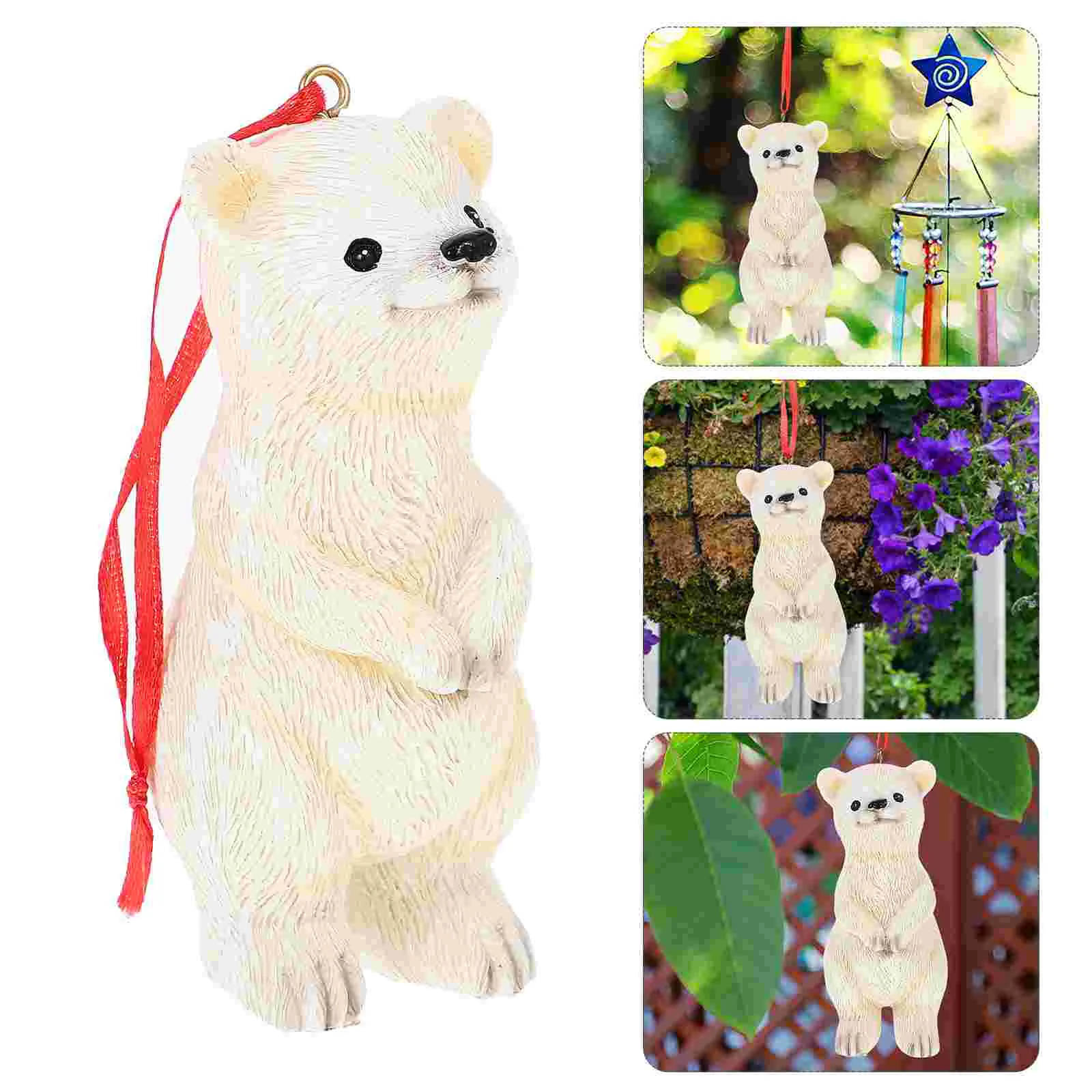 

Resin Bear Ornament Cute Figure Hanging Decor Garden Suspending Delicate Statue Accessories Compact Christmas Tree