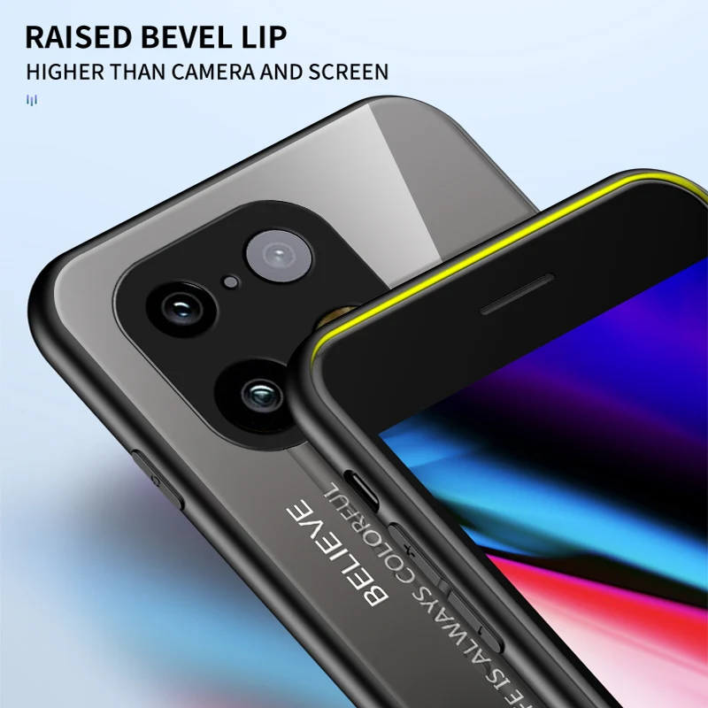 Gradient Tempered Glass Hard Back Protective Case with Anti-Fall Bumper