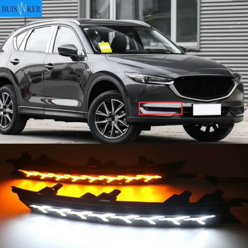 

Светодиодный дневные ходосветильник для Mazda CX-5 CX5 CX8 CX-8 2017 2018 DRL, бампер с желсветильник указателем поворота