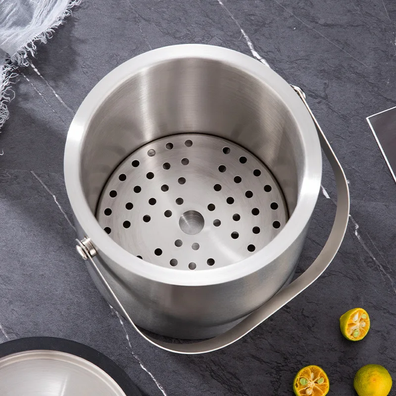 Stainless Steel Ice Bucket Double Walled Beverage Tub Comfortable Carry Handle for Champagne Cocktail Parties Chilling Beer