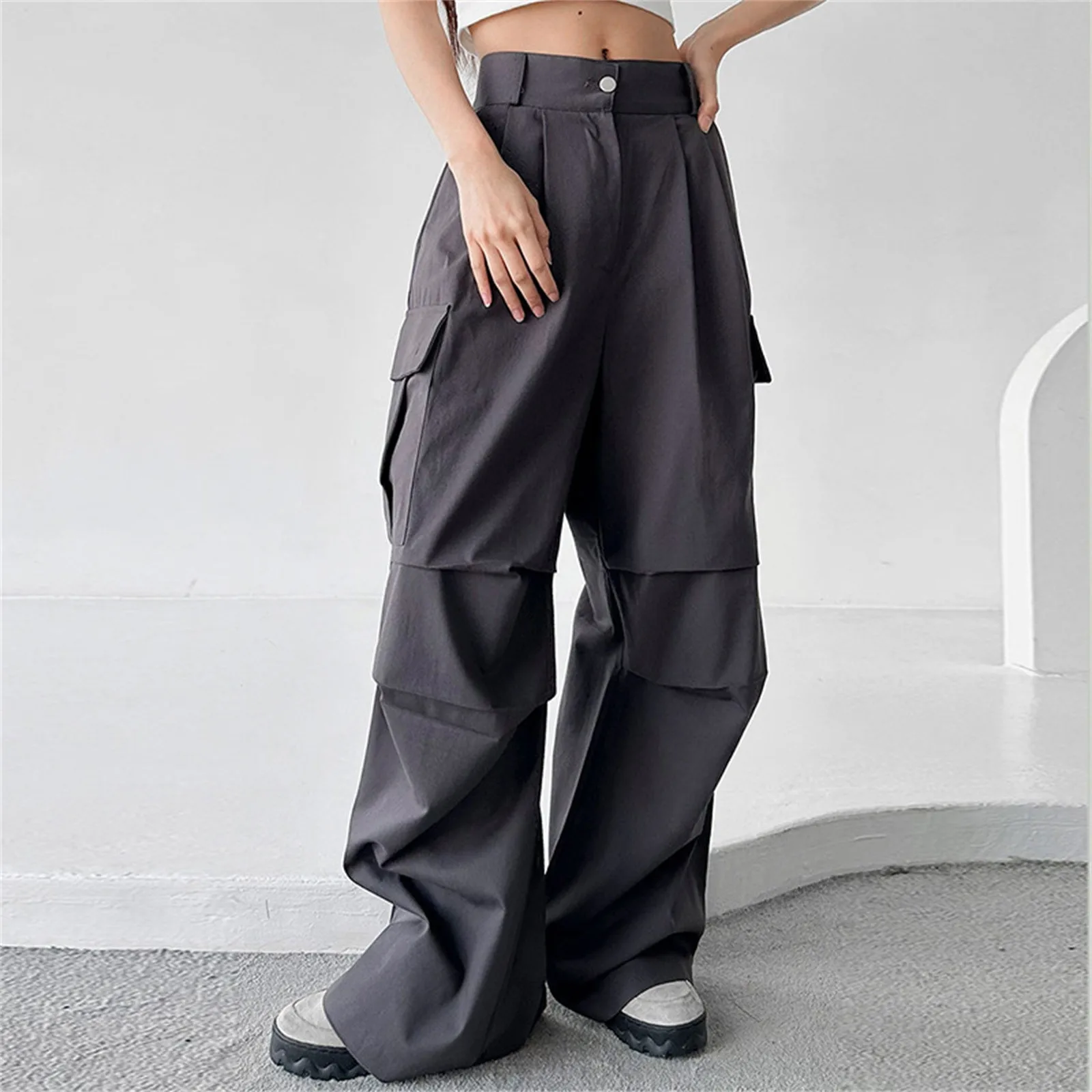 

Harajuku Oversized Cargo Parachute Pants Women Streetwear Vintage Y2k Hip Hop Wide Leg Joggers Baggy Sweatpants Techwear