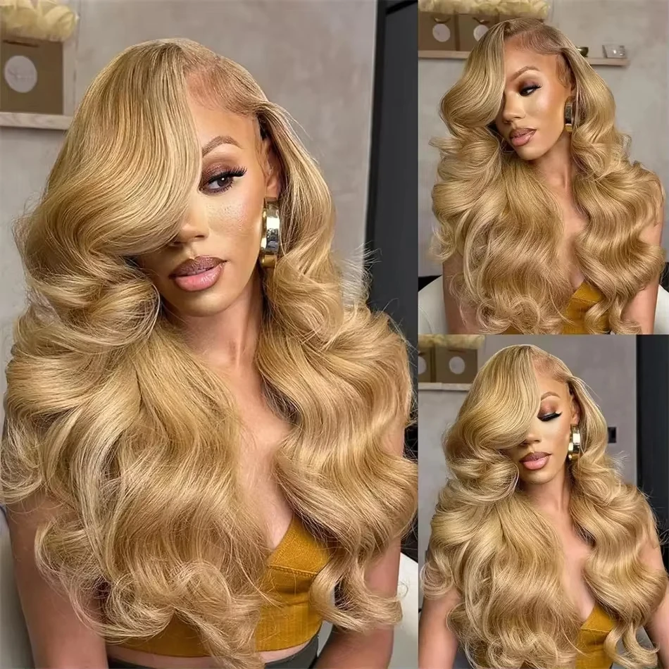 Honey Blonde Human Hair Wig Body Wave 13X4 Lace Front Colored #27 Wigs 13X6 Lace Frontal For Women Preplucked Brazilian Wig