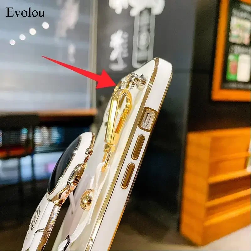 6D Plating Astronaut Holder Crossbody Phone Case with Soft TPU Back Cover