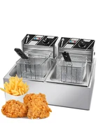 6L+6L Dual Tank Electric Deep Fryer with Removable Oil Filtration Basket and Lid 2*1.7KW Stainless Steel Automatic Thermostatic 1