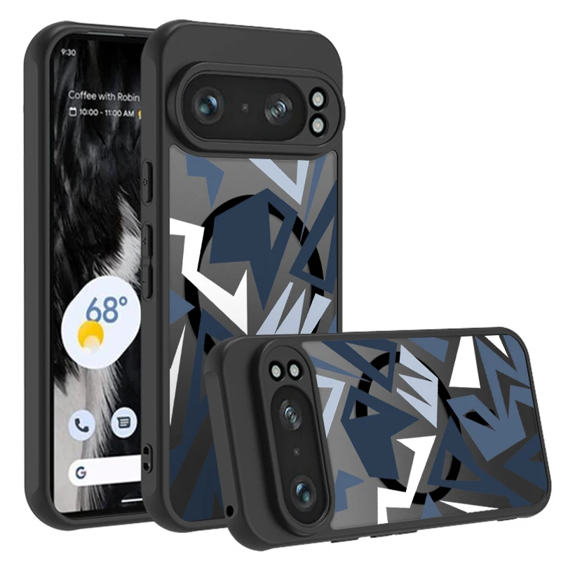 Magnetic Matte Geometry Pattern Phone Case with Magsafe Wireless Charging Compatibility