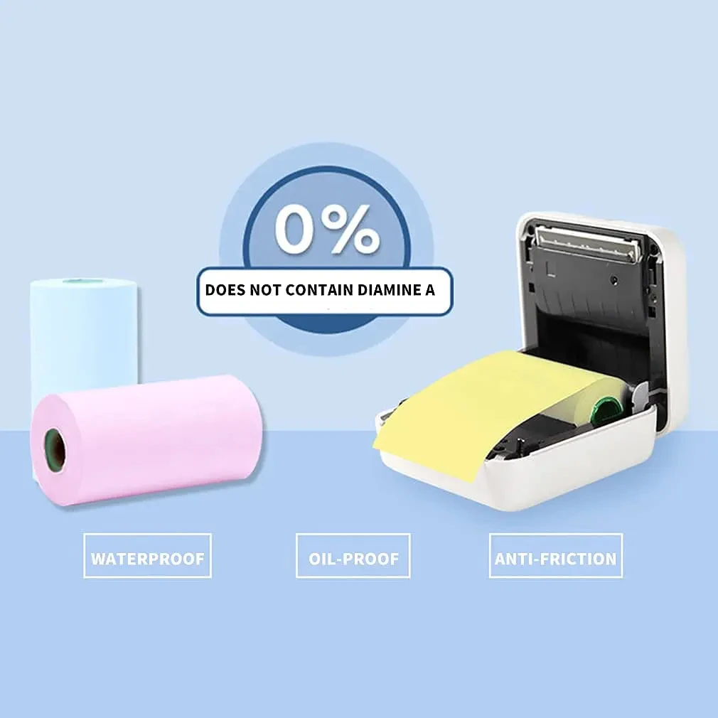 Thermal Paper HD Mini Labels Sticker Colors Photo Papers 56mm Rolls PeriPage Paperang Meow Phomemo Niimbot Portable Printer