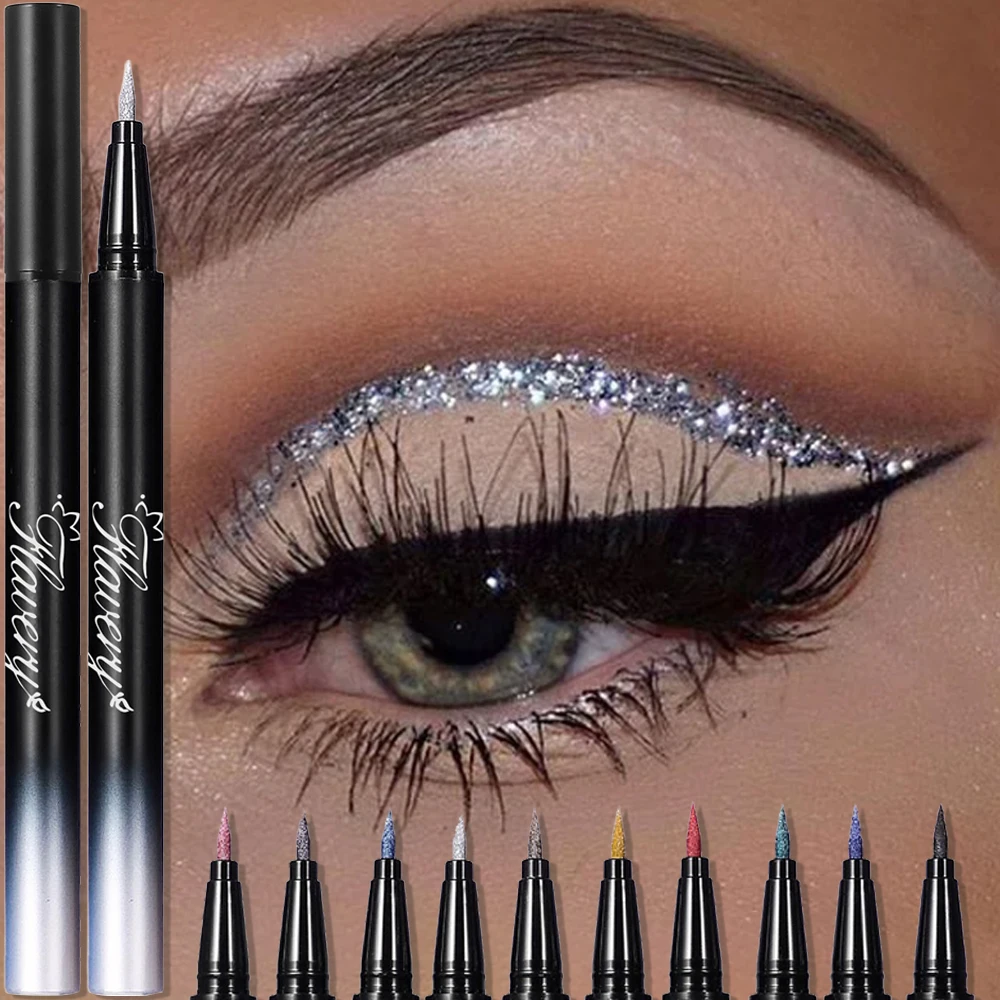 Flüssiger Eyeliner In Rauchigem Schwarz-violett Mit Glitzer Effekt_voghion.com