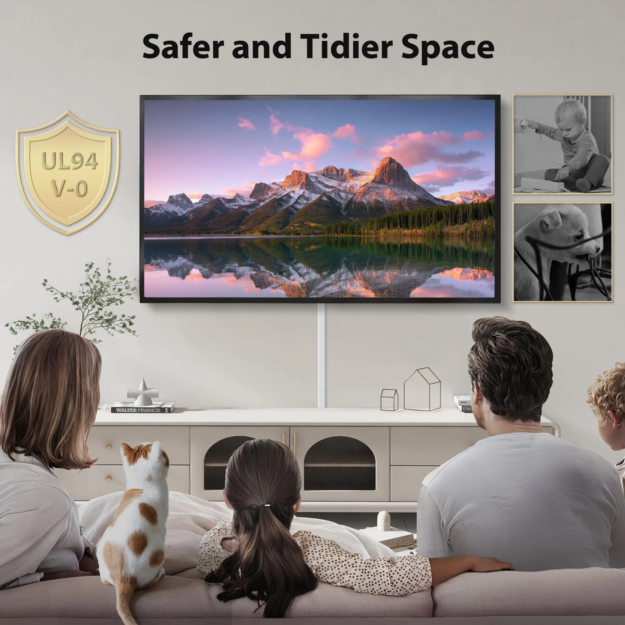 4 pcs Large Wire Hiders for TV on Wall for 3-4 Cords-66in (4xL16.5in) PVC Cable Cover Kit with Pre-Applied Adhesive Tape