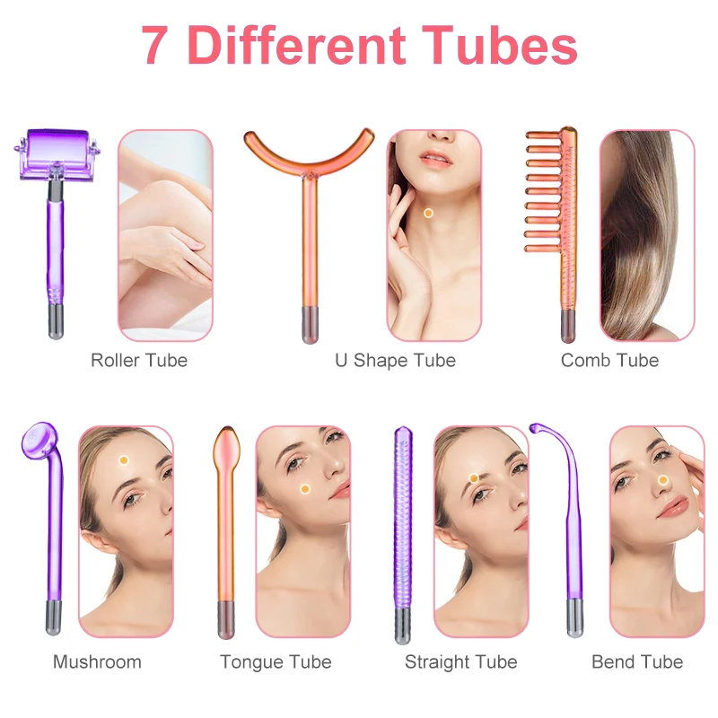 Apparatus High Frequency Facial Machine For Hair Face Anti Aging Therapy Acne Tool Fusion Neon+Argon Wands Skin Beauty 6