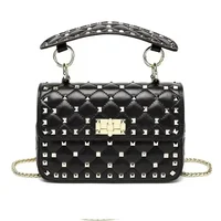 2024 New Fashion Women Sheepskin Leather Rivet Handbags Chain Bag Designer Shoulder Bags Luxury Woman Messenger Bags 2