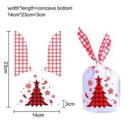 Festive Christmas Candy and Cookie Gift Bags - Santa, Snowman, and Rabbit Ear Designs for 20pcs (Tree)